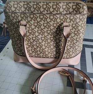 DKNY Women's Light Pink & Tan Leather Crossbody Purse